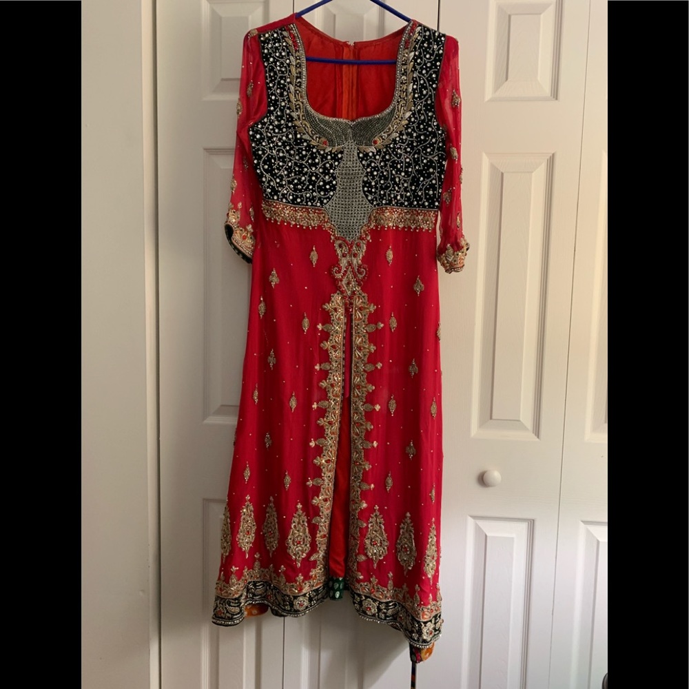 Pakistani traditional heavy wedding  lehnga